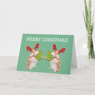 Cartes Pour Fêtes Annuelles Souris de Noël/Hamster