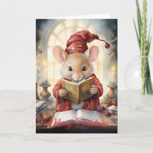Cartes Pour Fêtes Annuelles Souris de Noël lisant