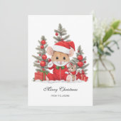 Cartes Pour Fêtes Annuelles Souris de Noël mignonne avec Casquette rouge Perso (Debout devant)
