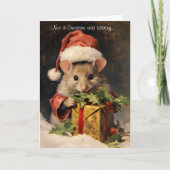 Cartes Pour Fêtes Annuelles Souris de Noël sympa avec script (Devant)