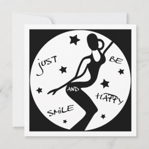 Cartes Pour Fêtes Annuelles Souris Et Sois Heureuse, Drôle Stick femme