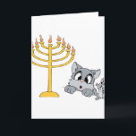 Cartes Pour Fêtes Annuelles Souris Menorah de chat<br><div class="desc">Cette petite souris enseigne le chat au sujet du menorah et de l'histoire derrière Hanoukka.</div>