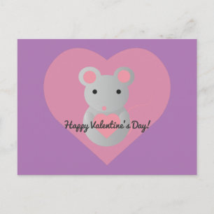 Cartes Pour Fêtes Annuelles Souris mignonne tenant un cœur.