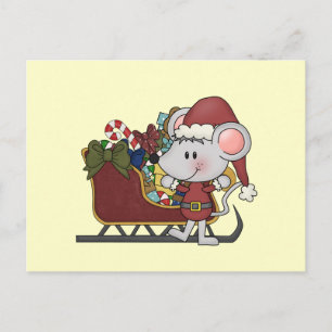Cartes Pour Fêtes Annuelles Souris père Noël Avec Motoneige