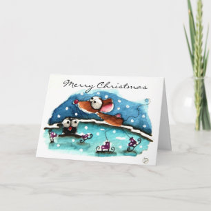 Cartes Pour Fêtes Annuelles Souris va skier