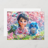 Cartes Pour Fêtes Annuelles Sous l'arbre Sakura avec mon Ca (Devant / Derrière)