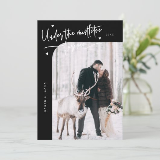 Cartes Pour Fêtes Annuelles Sous Mistletoe pour toujours photo nouvellement ma (Debout devant)