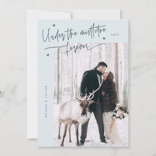 Cartes Pour Fêtes Annuelles Sous Mistletoe pour toujours photo nouvellement ma (Devant)