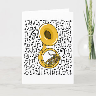 Cartes Pour Fêtes Annuelles Sousaphone Notes musicales Musicien de laiton