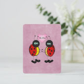 Cartes Pour Fêtes Annuelles Soyeux rose Ladybug adolescente Saint Valentin (Debout devant)