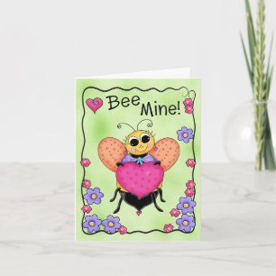 Cartes Pour Fêtes Annuelles Soyez art de Valentine d'abeille de miel de mine