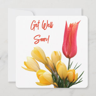 Cartes Pour Fêtes Annuelles Soyez bien bientôt joli crocus jaune rouge amour t