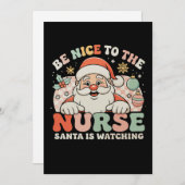 Cartes Pour Fêtes Annuelles Soyez Gentil Avec L'Infirmière Père Noël Regarde N (Devant / Derrière)