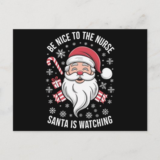 Cartes Pour Fêtes Annuelles Soyez Gentil Avec L'Infirmière Père Noël Regarde N (Devant)