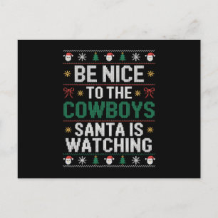 Cartes Pour Fêtes Annuelles Soyez gentils avec les cow-boys, le Père Noël rega