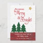Cartes Pour Fêtes Annuelles Soyez joyeux et brillant Gold Star Tree Red Rustic (Devant)