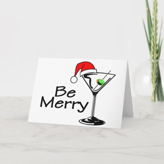 Cartes Pour Fêtes Annuelles Soyez Joyeux Martini Noël (Devant)
