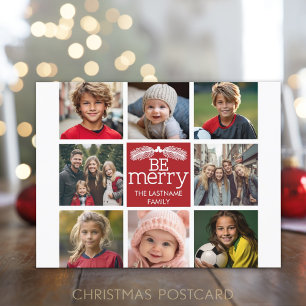 Cartes Pour Fêtes Annuelles Soyez joyeux Noël Collage Photos avec Rouge Blanc