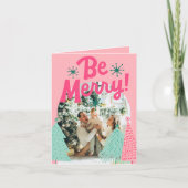 Cartes Pour Fêtes Annuelles Soyez Joyeux Pink Scribble Tree photo Arborée (Devant)