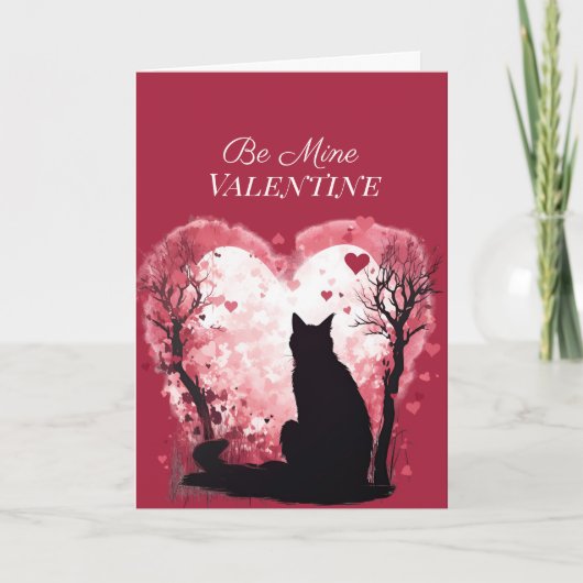Cartes Pour Fêtes Annuelles Soyez Mienne Saint-Valentin Cœurs Rouges Chat Noir (Devant)