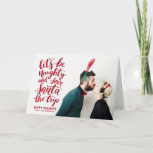 Cartes Pour Fêtes Annuelles Soyons Naughty Red Hand Lettered Funny Holiday