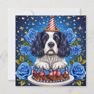 Cartes Pour Fêtes Annuelles Spaniel Chien Célébrant un Anniversaire avec un Ch