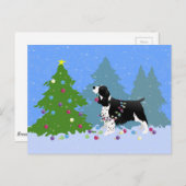Cartes Pour Fêtes Annuelles Spaniel Springer noir décorant arbre de Noël (Devant / Derrière)