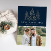 Cartes Pour Fêtes Annuelles Sparking Winter Pine Navy Joyeux Noël 2 Photo