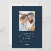 Cartes Pour Fêtes Annuelles Sparking Winter Pine Navy Joyeux Noël 2 Photo (Dos)