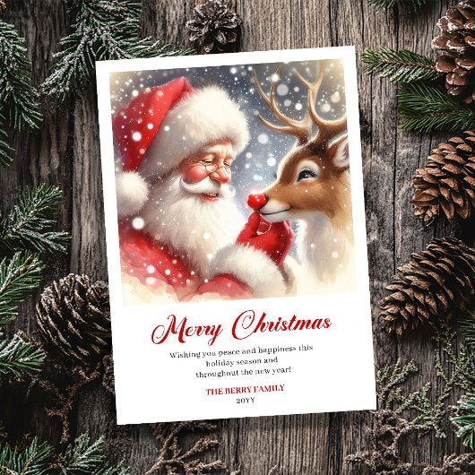 Cartes Pour Fêtes Annuelles Sparkling Santa With Rudolph Festive Greeting Card