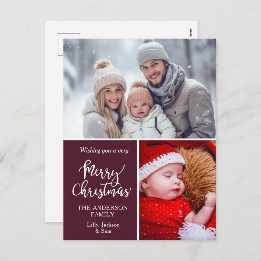 Cartes Pour Fêtes Annuelles Spécifique client "Joyeux Noël" 2 Photos (Devant / Derrière)