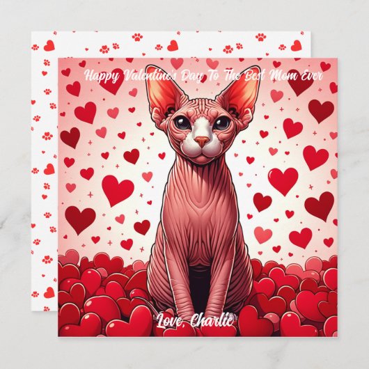 Cartes Pour Fêtes Annuelles Sphynx Chat Valentine Day Purr (Devant / Derrière)