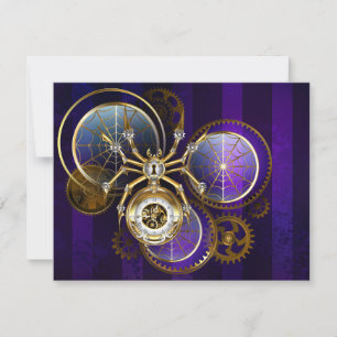 Cartes Pour Fêtes Annuelles Spider Steampunk sur Arrière - plan pourpre