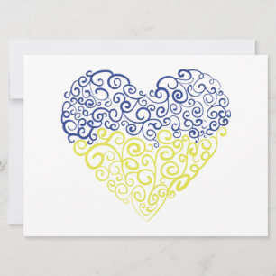 Cartes Pour Fêtes Annuelles Spiral tourbillons mehandi coeur drapeau ukrainien