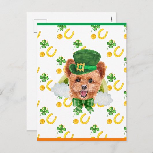 Cartes Pour Fêtes Annuelles Spitzpoo Shamrock St. Patricks Day (Devant / Derrière)