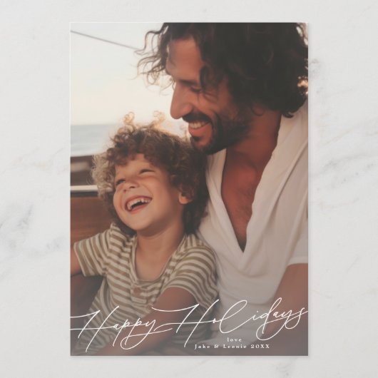 Cartes Pour Fêtes Annuelles Splendeur Élégante Blanche Photo Joyeux (Devant)