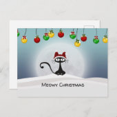 Cartes Pour Fêtes Annuelles Spooky Le Chat Noir de Noël (Devant / Derrière)