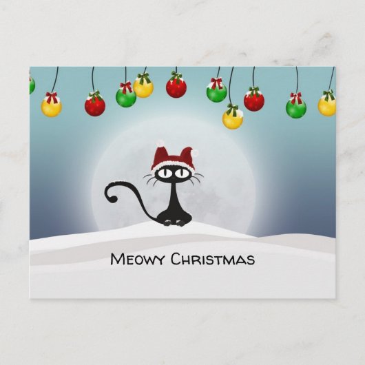 Cartes Pour Fêtes Annuelles Spooky Le Chat Noir de Noël (Devant)