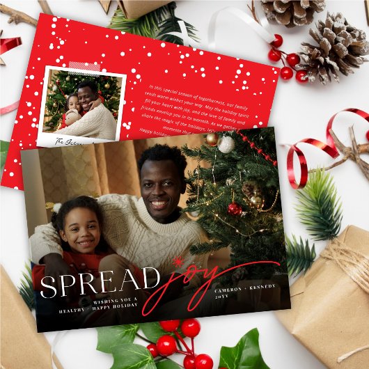 Cartes Pour Fêtes Annuelles Spread Joy Classic Script Typographie moderne Phot