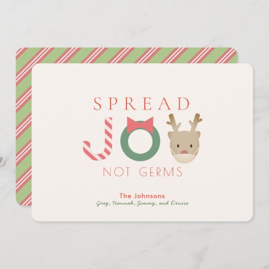 Cartes Pour Fêtes Annuelles Spread JOY Reindeer Mask White Christmas (Devant / Derrière)