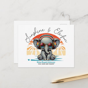 Cartes Pour Fêtes Annuelles Spring Sunshine and Ele-fun Retro Beach Getaway