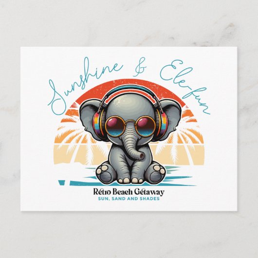 Cartes Pour Fêtes Annuelles Spring Sunshine and Ele-fun Retro Beach Getaway (Devant)
