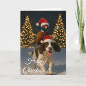 Cartes Pour Fêtes Annuelles Springer Spaniel and Pheasant Christmas card (Devant)