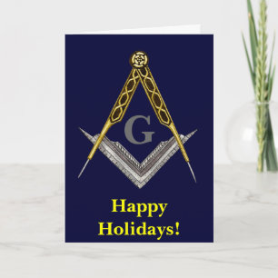 Cartes Pour Fêtes Annuelles Square and Compass with All Seeing Eye