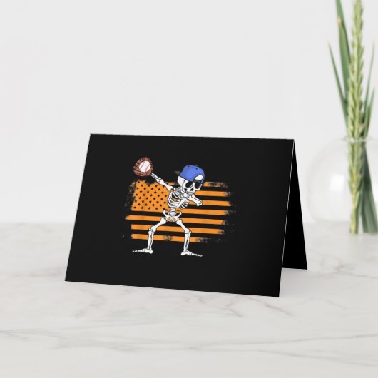 Cartes Pour Fêtes Annuelles Squelette Dabbing Baseball Drôle Halloween (Devant)