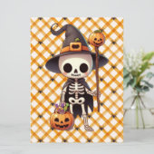 Cartes Pour Fêtes Annuelles Squelette d'Halloween blanc mignon (Debout devant)