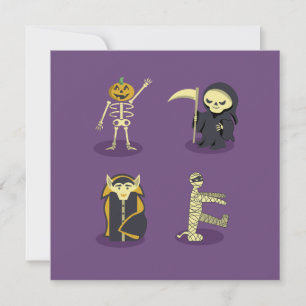 Cartes Pour Fêtes Annuelles Squelette d'Halloween Dracula Momie Faucheuse