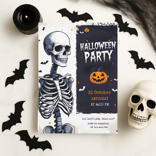 Cartes Pour Fêtes Annuelles "Squelette Éffrayant Halloween Party