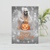 Cartes Pour Fêtes Annuelles Squelette Ghost Jack OHappy Halloween (Debout devant)
