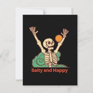 Cartes Pour Fêtes Annuelles Squelette salé et heureux sur un